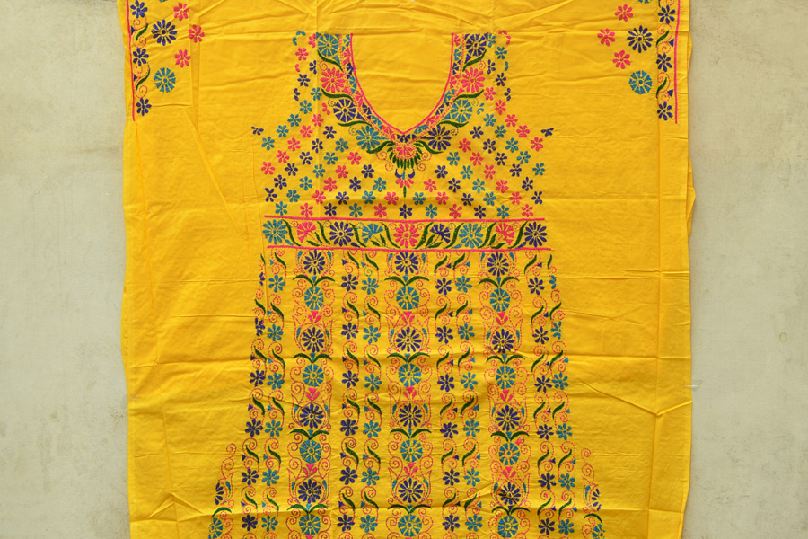 Buy Hand Embroidered Cotton Kurta Material